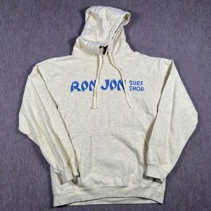 Ron Jon Surf Shop Hoodie Mens Medium Yellow Heather Blue Logo Palm Tree Pullover
